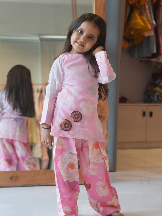 Pink Blossom Donut Kurta Set
