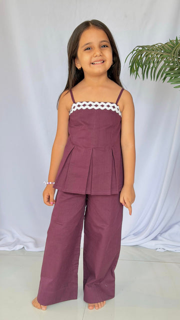 Plum Camisole Top & Wide Leg Pants Set