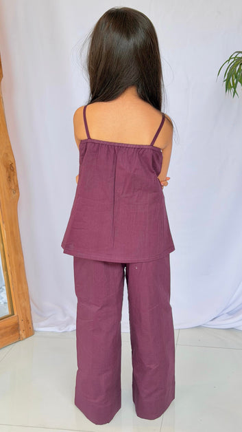 Plum Camisole Top & Wide Leg Pants Set