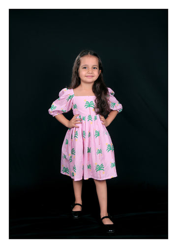 Palm Printed Pure Cotton Frock