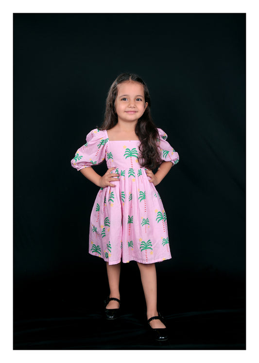 Palm Printed Pure Cotton Frock