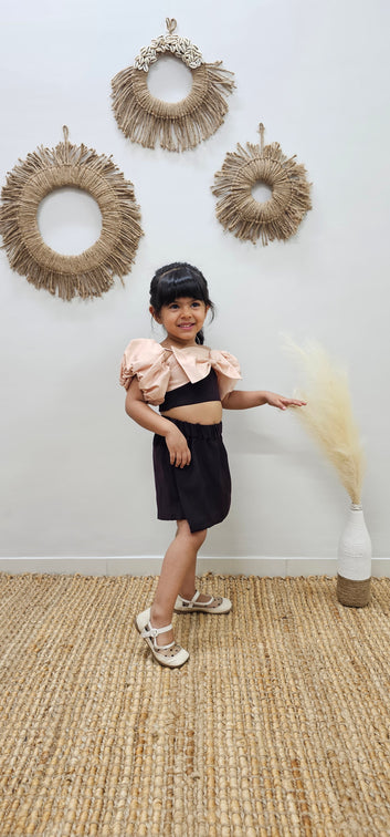 WINE SKORTS WITH BOW CROP TOP TT0102