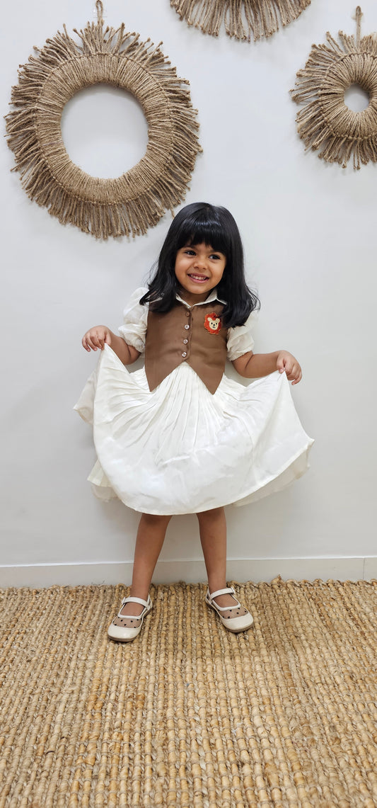 WHITE FROCK WITH BROWN JACKETS TT0107