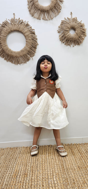 WHITE FROCK WITH BROWN JACKETS TT0107