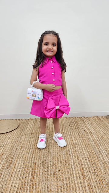 PINK BOW SKIRT AND CROP TOP TT0115