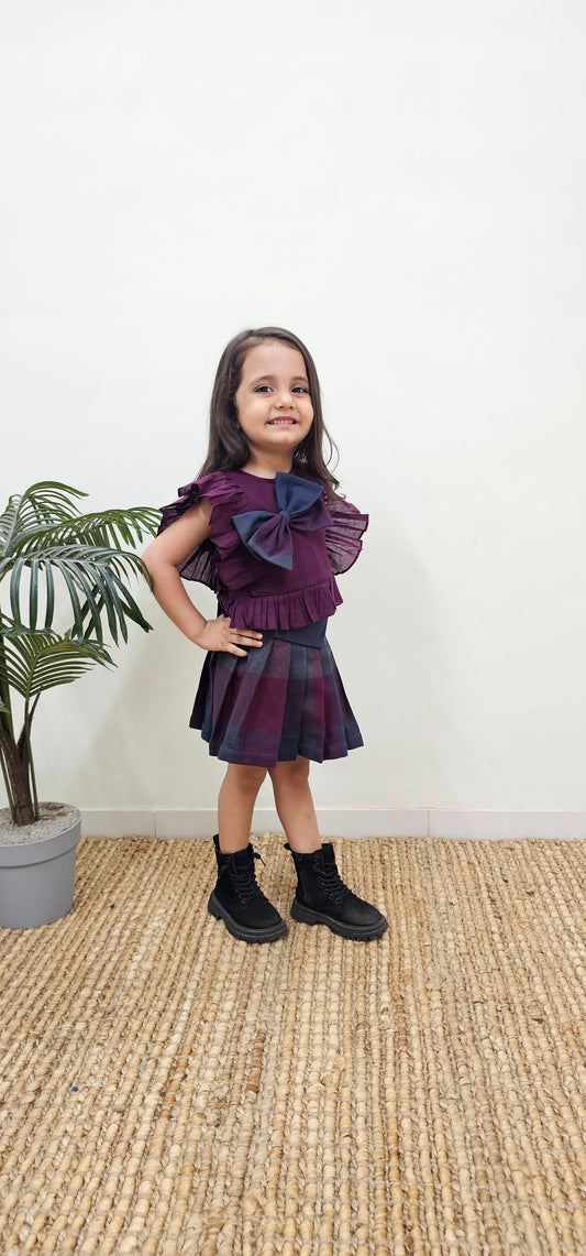 Box Pleated Skirt With Bow Top TT0135