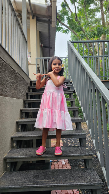 Pink & white shaded Dress TT0142