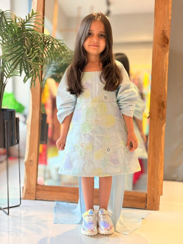 Princess party wear bow trail dress