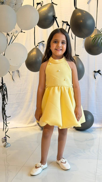 Sunshine scuba Pearl Embellished Party Dress