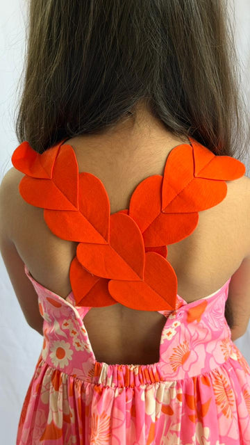 Heart applique floral printed dress