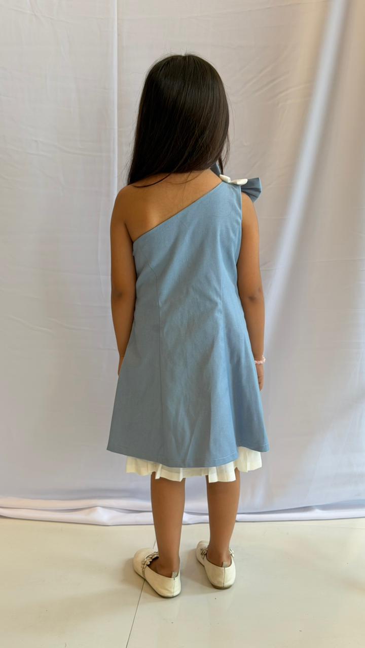One shoulder denim dress