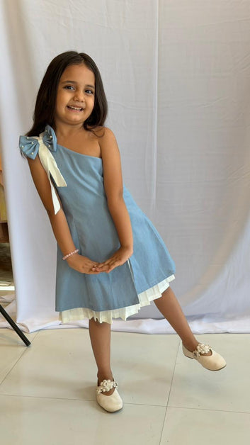One shoulder denim dress