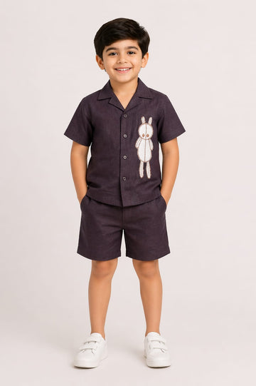 Cute Bunny Applique Shirt & Shorts Set