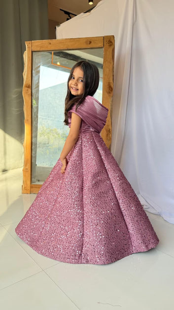 Designer Off Shoulder Sequin Ball Gown