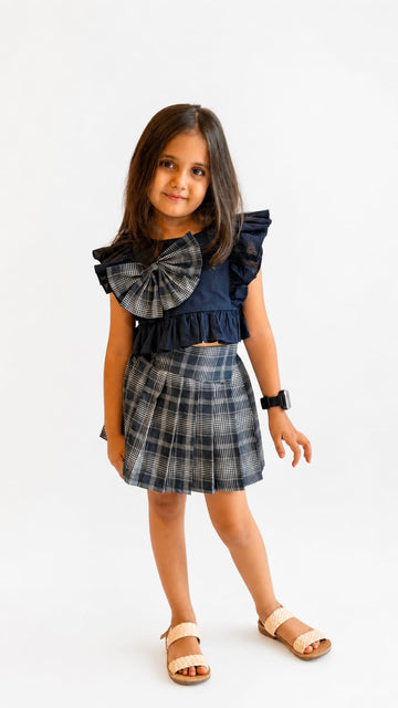 Ruffle Crop Top & Pleated Skirt Set