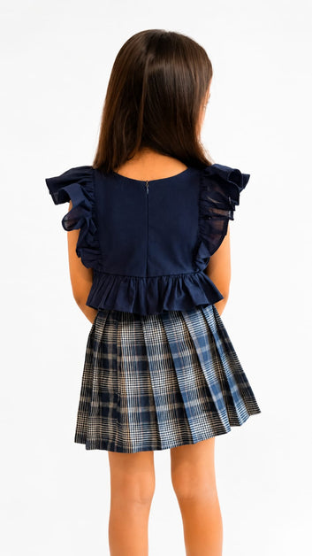 Ruffle Crop Top & Pleated Skirt Set