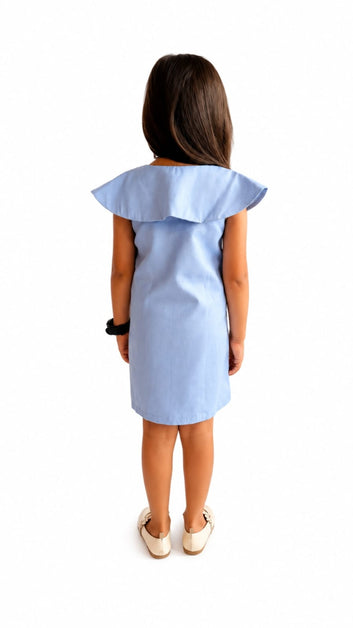 Sky Blue Powerpuff Applique Dress