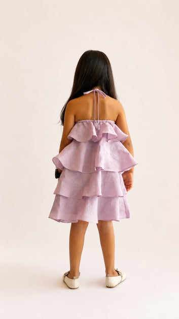 Lavender Rosette Ruffle Dress