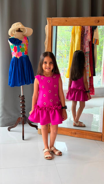 Fuchsia Eyelet Party Dress