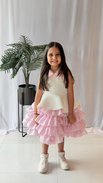 Blush Pink Ruffle Party Dress