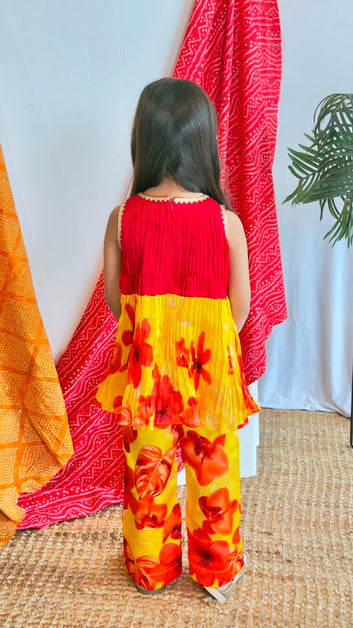 Red & Yellow Floral Festive Coord Set
