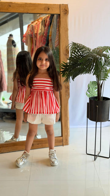 Cherry Stripe Bow Back Summer Set