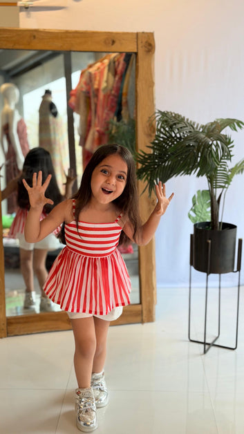 Cherry Stripe Bow Back Summer Set