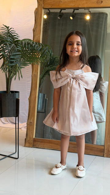 Elegant Blush Bow Party Dress