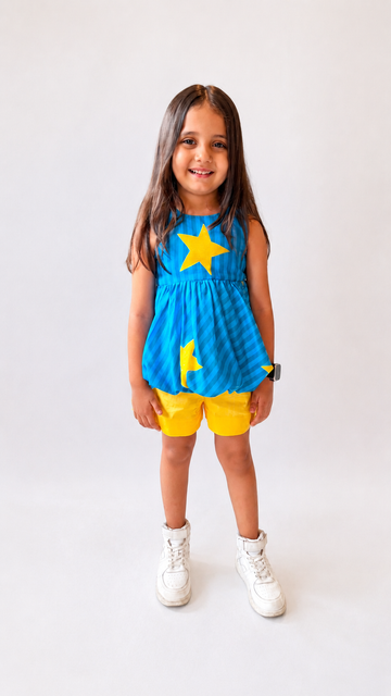Starry Sky Blue Top & Shorts Set