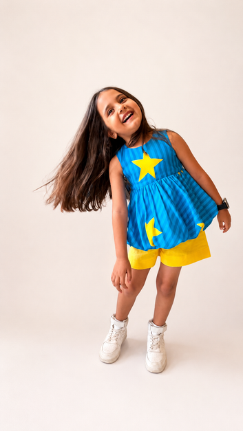 Starry Sky Blue Top & Shorts Set